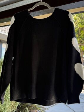 Black Sweater with White Heart Sleeves - CeCe